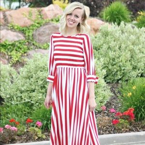 Red and white stripped Dainty Jewells Dress